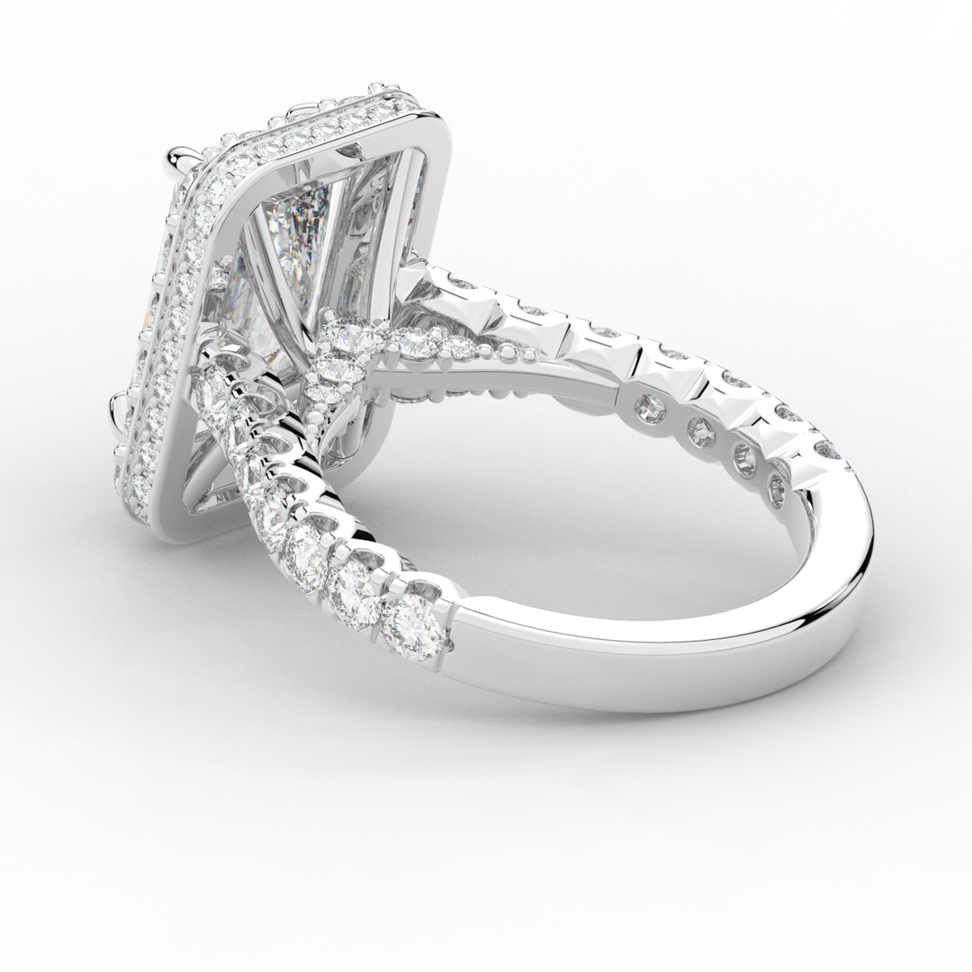 4.50CT.TW RADIANT LAB DIAMOND HALO ENGAGEMENT RING - Nazarelle