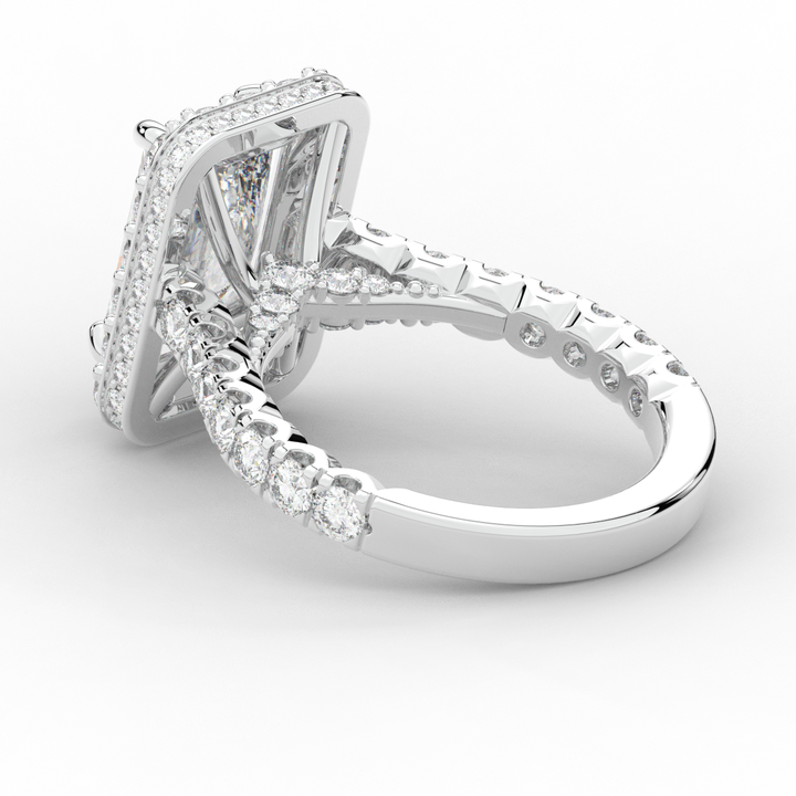 4.50CT.TW RADIANT LAB DIAMOND HALO ENGAGEMENT RING - Nazarelle