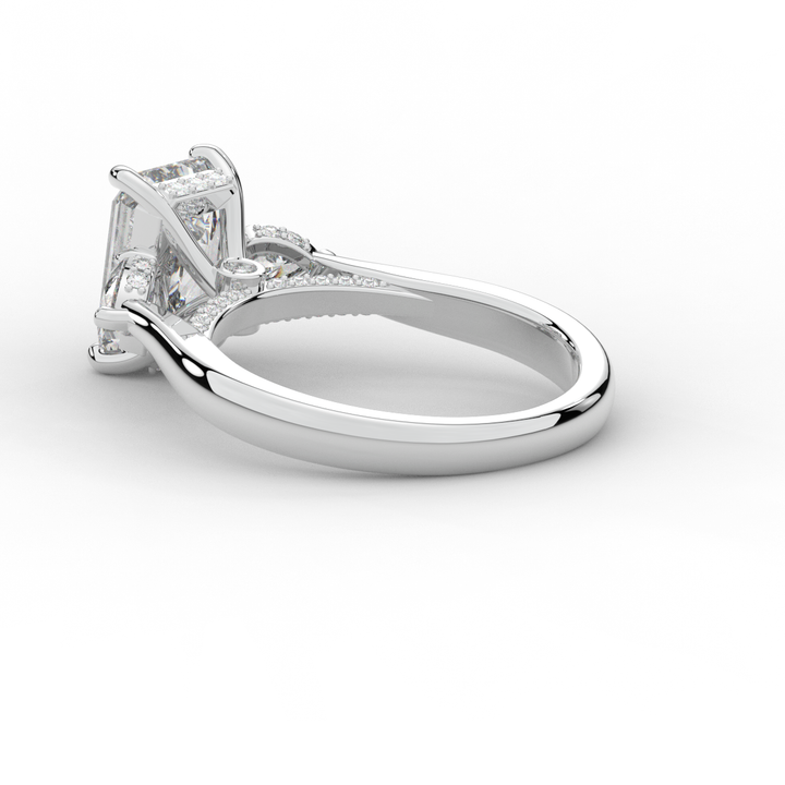 2.40CT.TW EMERALD CUT LAB DIAMOND 3 STONE ENGAGEMENT RING - Nazarelle