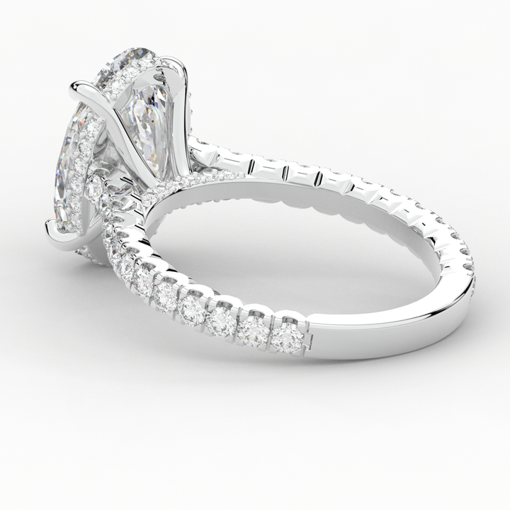 4.70CT.TW OVAL LAB DIAMOND UNDERHALO SOLITAIRE ENGAGEMENT RING - Nazarelle