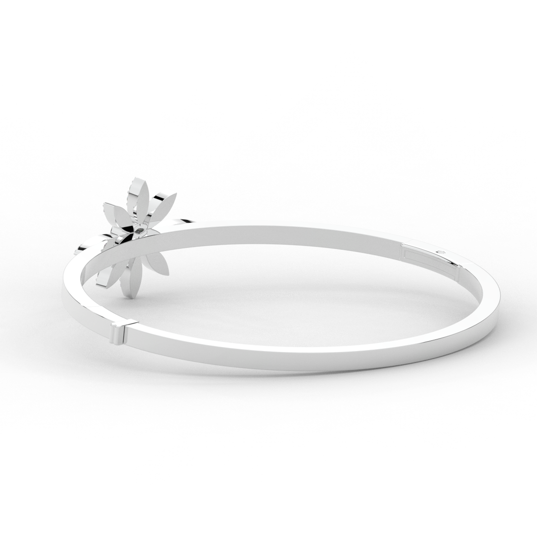 0.40CT.TW ROUND LAB BEZEL AND PRONG SET FLOWER DIAMOND BANGLE - Nazarelle