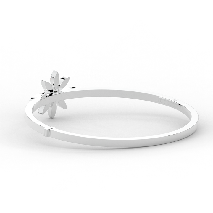 0.40CT.TW ROUND LAB BEZEL AND PRONG SET FLOWER DIAMOND BANGLE - Nazarelle