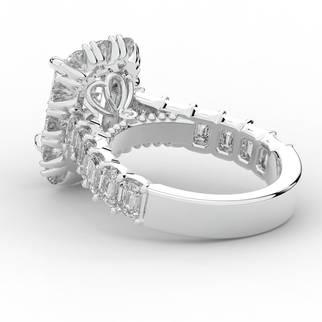 6.00CT.TW EMERALD CUT LAB DIAMOND HALO ENGAGEMENT RING - Nazarelle