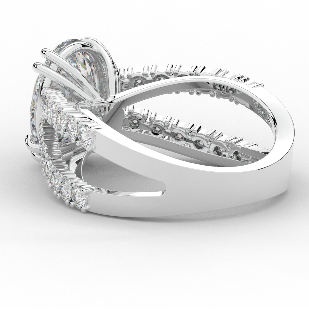 3.75CT.TW OVAL LAB DIAMOND SPLIT BAND ENGAGEMENT RING