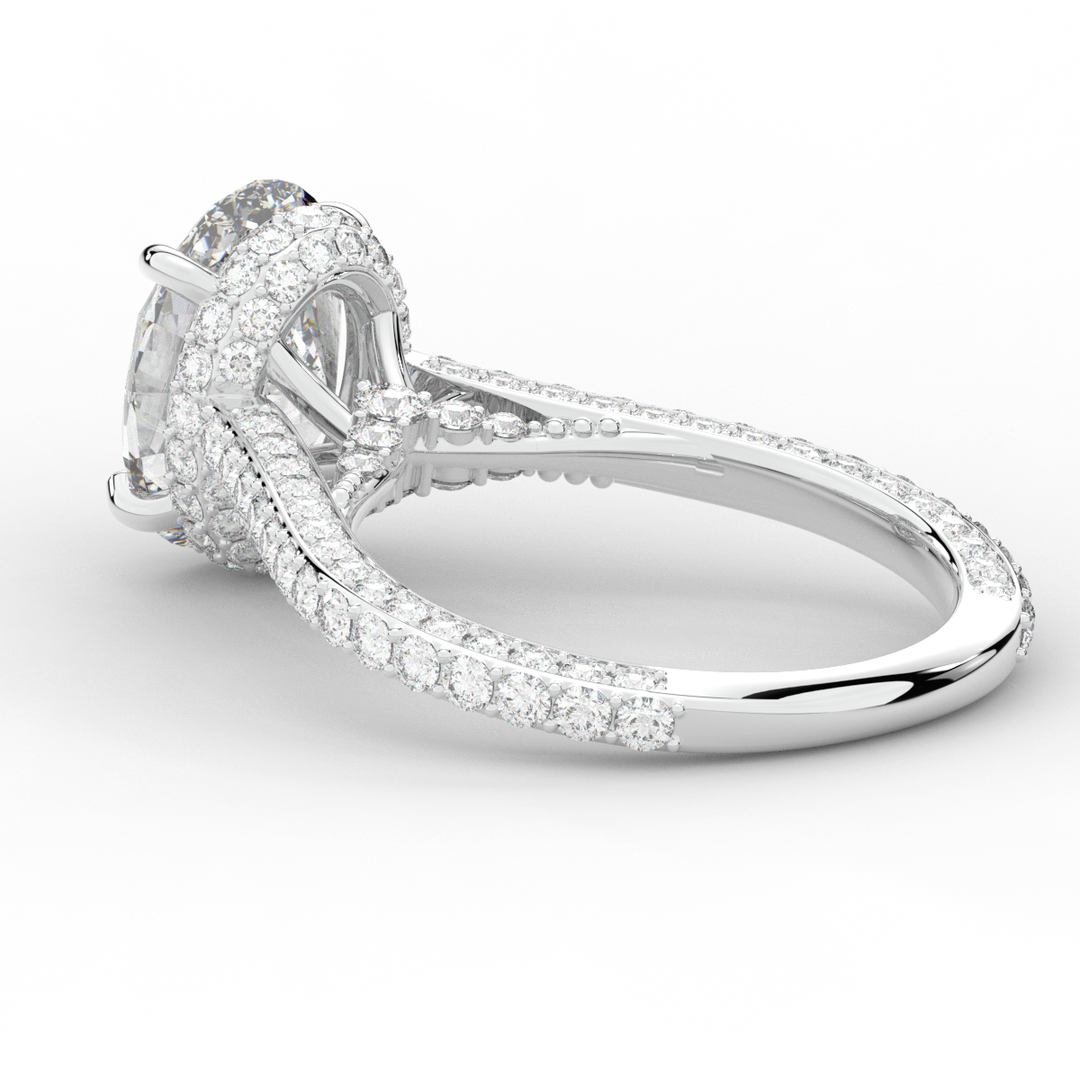 4.00CT.TW OVAL LAB DIAMOND UNDERHALO SOLITAIRE ENGAGEMENT RING - Nazarelle