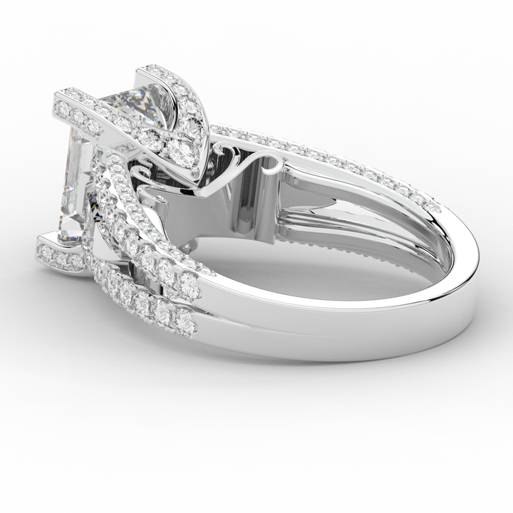 4.60CT.TW EMERALD CUT LAB DIAMOND SPLIT SHANK ENGAGEMENT RING - Nazarelle