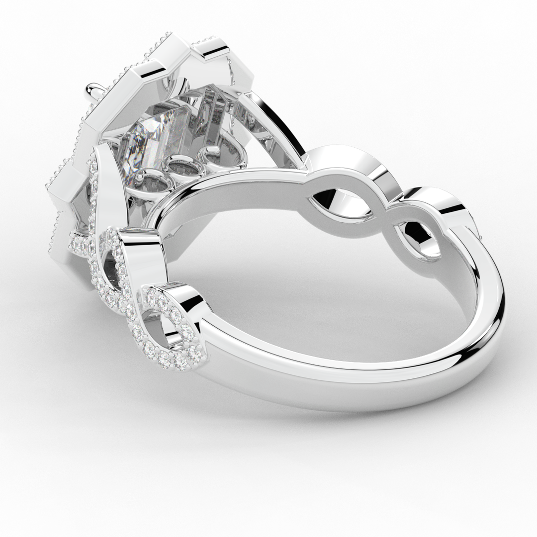 1.90CT.TW EMERALD CUT LAB DIAMOND HALO ENGAGEMENT RING - Nazarelle