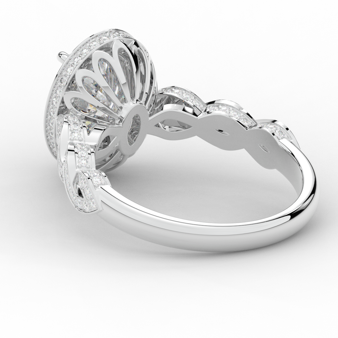 3.10CT.TW OVAL LAB DIAMOND HALO ENGAGEMENT RING - Nazarelle