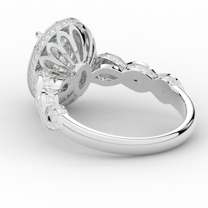 3.10CT.TW OVAL LAB DIAMOND HALO ENGAGEMENT RING - Nazarelle