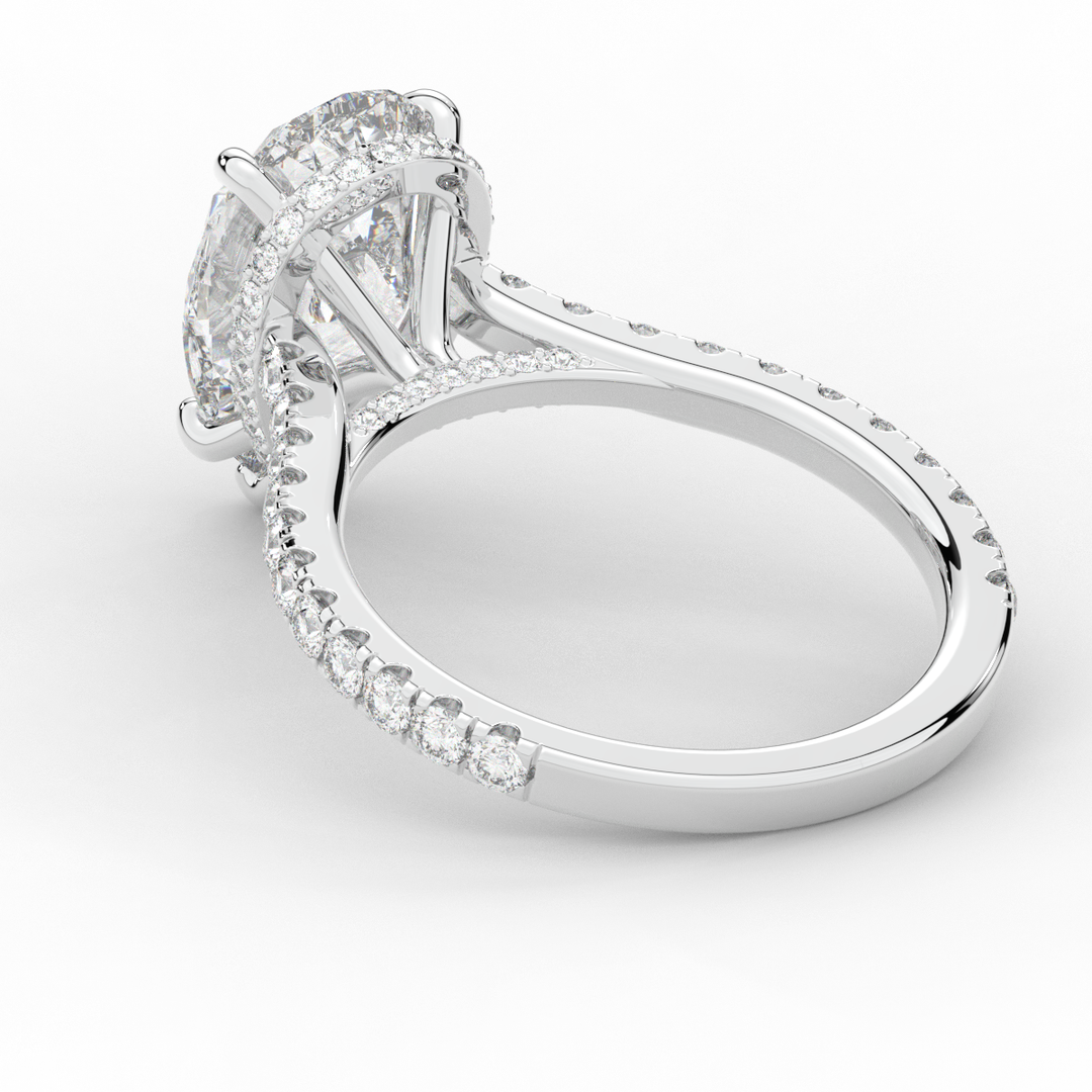 4.60CT.TW PEAR LAB DIAMOND UNDERHALO SOLITAIRE ENGAGEMENT RING - Nazarelle
