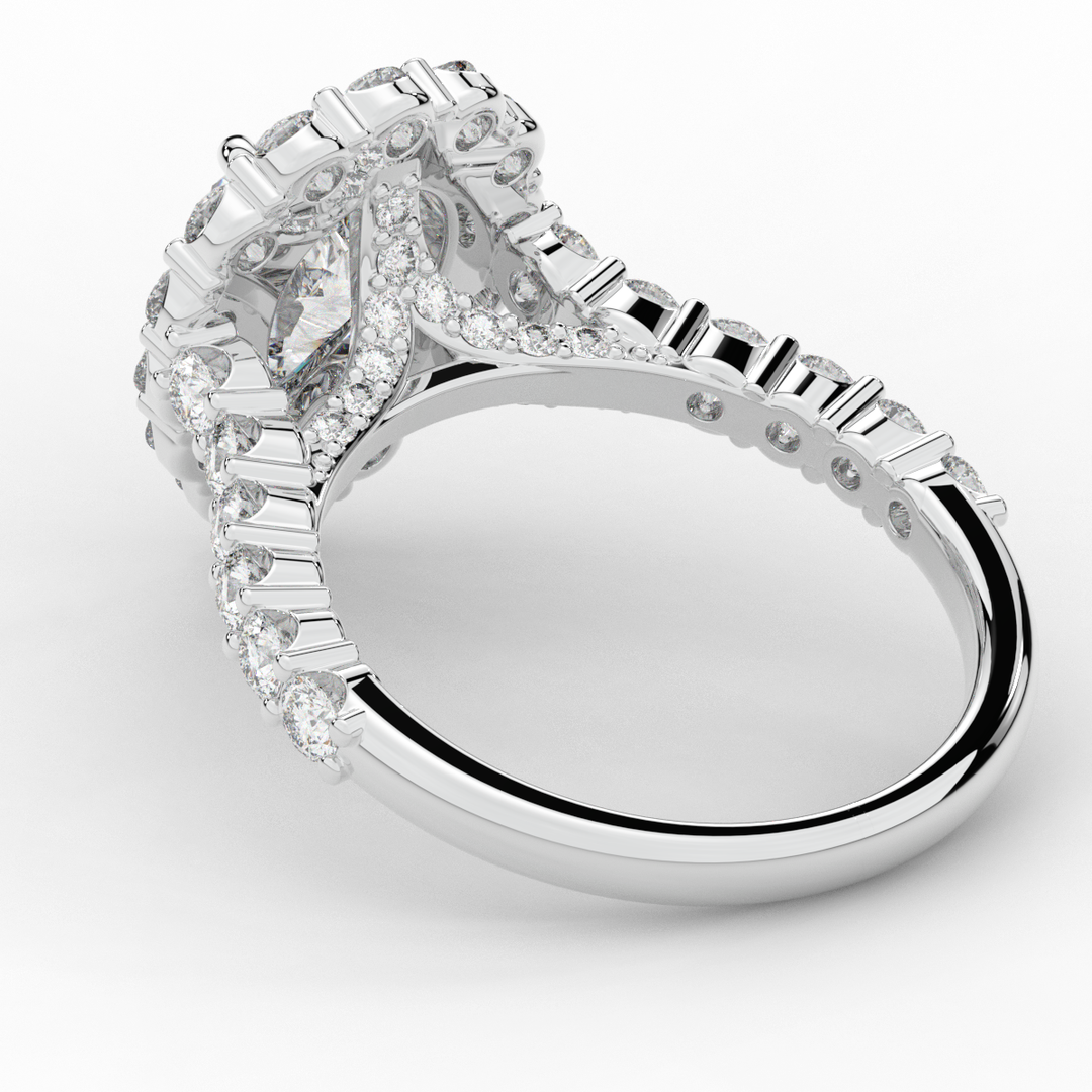 3.10CT.TW PEAR LAB DIAMOND HALO ENGAGEMENT RING - Nazarelle