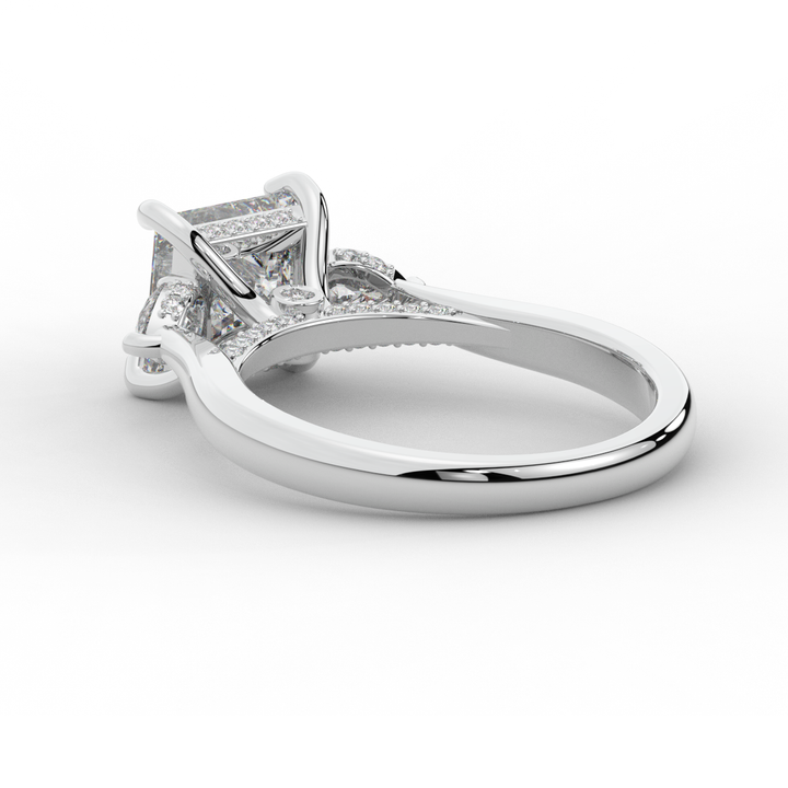 2.40CT.TW PRINCESS LAB DIAMOND 3 STONE ENGAGEMENT RING - Nazarelle