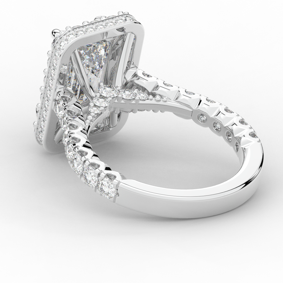 4.50CT.TW EMERALD CUT LAB DIAMOND HALO ENGAGEMENT RING - Nazarelle