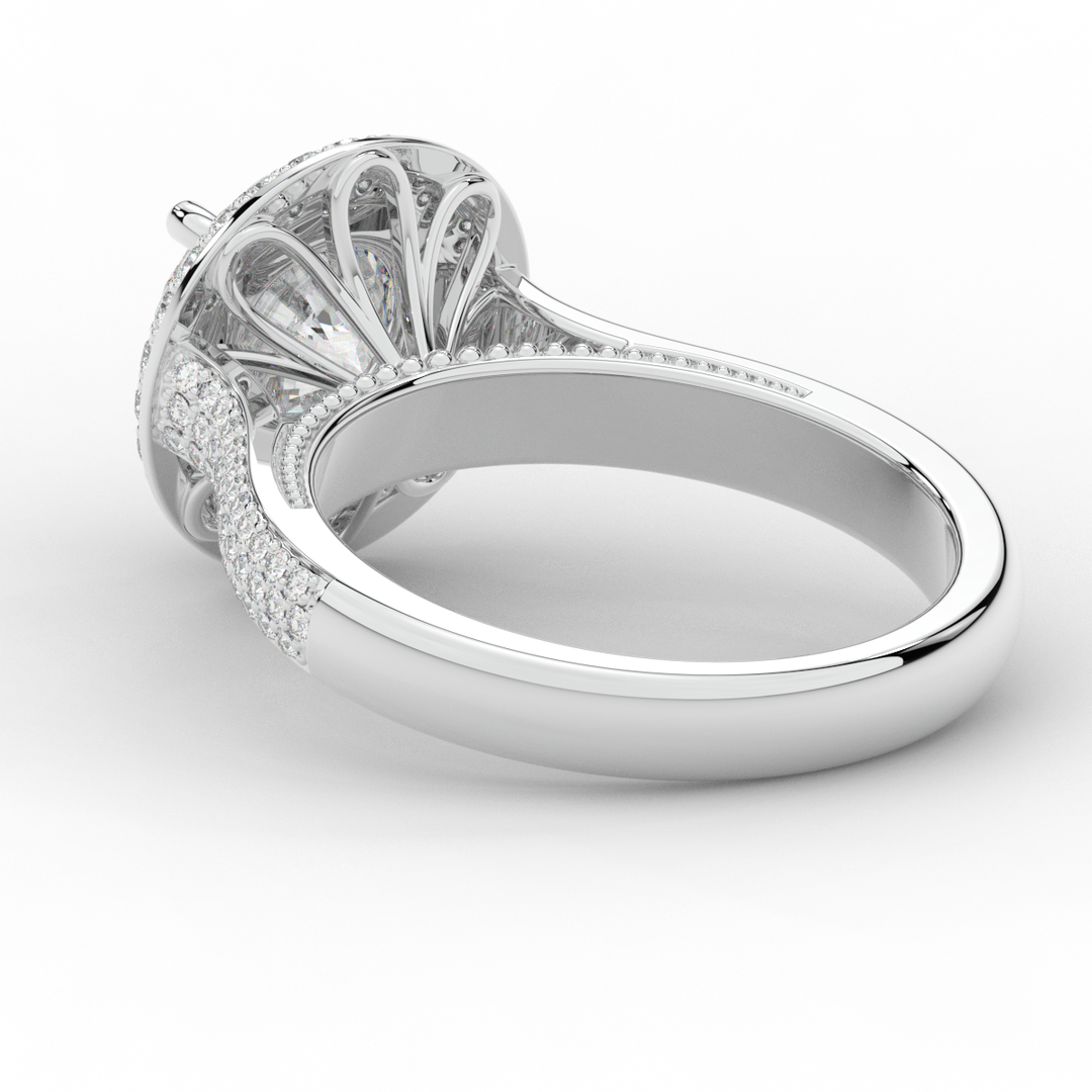 2.45CT.TW ROUND LAB DIAMOND HALO ENGAGEMENT RING - Nazarelle