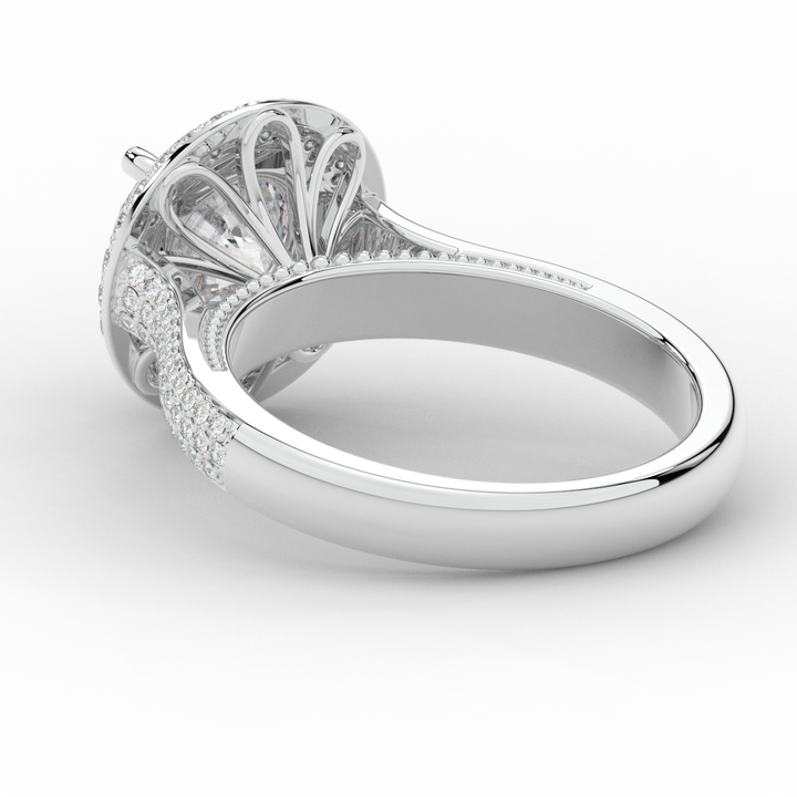 2.45CT.TW ROUND LAB DIAMOND HALO ENGAGEMENT RING - Nazarelle