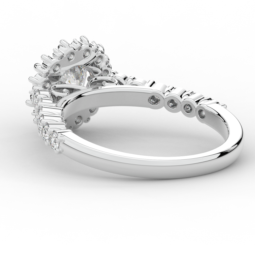 1.60CT.TW ROUND LAB DIAMOND HALO ENGAGEMENT RING - Nazarelle
