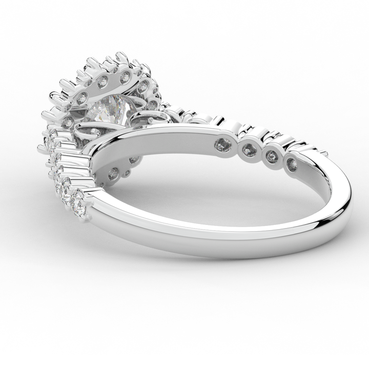 1.60CT.TW ROUND LAB DIAMOND HALO ENGAGEMENT RING - Nazarelle