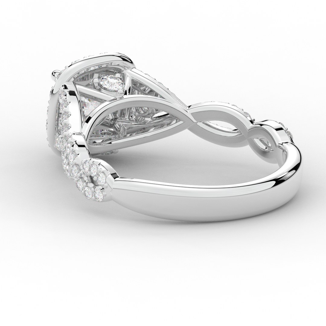 1.60CT.TW ROUND LAB DIAMOND HALO TWIST ENGAGEMENT RING - Nazarelle