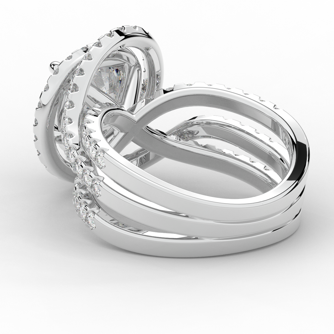 3.90CT.TW ROUND LAB DIAMOND TWIST HALO ENGAGEMENT RING - Nazarelle