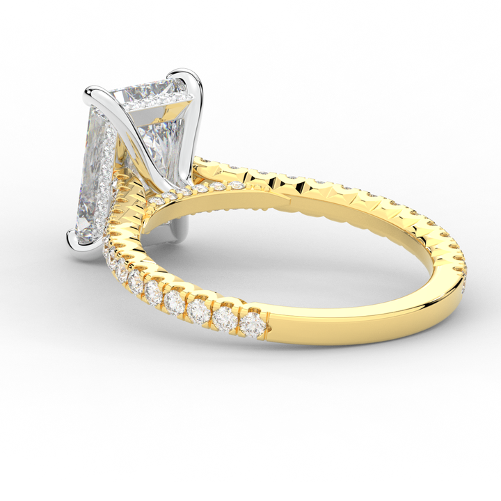3.50CT.TW RADIANT LAB DIAMOND UNDERHALO SOLITAIRE TWO TONE ENGAGEMENT RING - Nazarelle