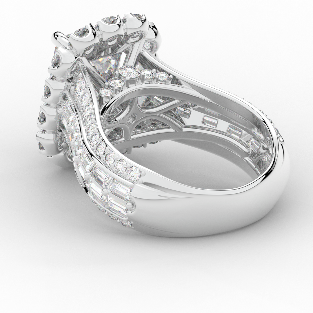 8.00CT.TW EMERALD CUT LAB DIAMOND HALO ENGAGEMENT RING - Nazarelle