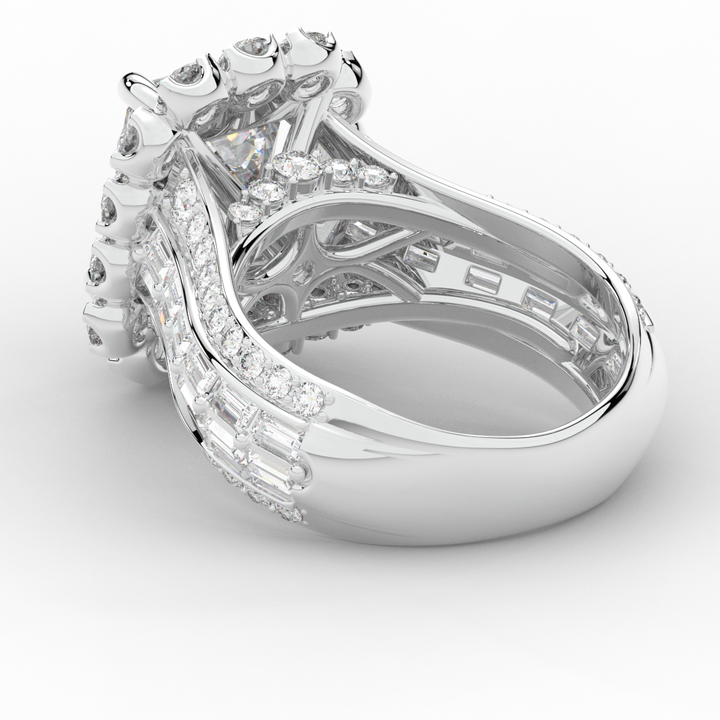 8.00CT.TW EMERALD CUT LAB DIAMOND HALO ENGAGEMENT RING - Nazarelle