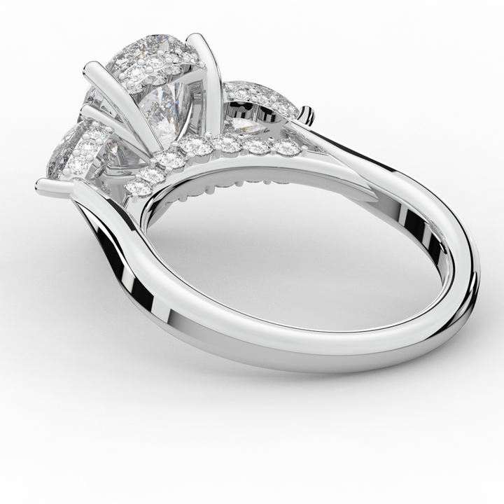3.70CT.TW PEAR LAB DIAMOND 3 STONE ENGAGEMENT RING - Nazarelle