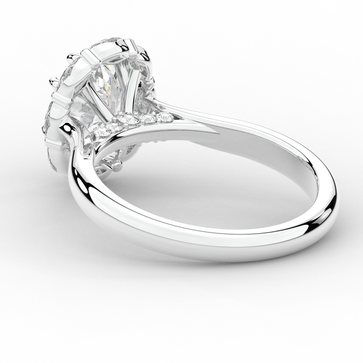 1.90CT.TW OVAL LAB DIAMOND HALO ENGAGEMENT RING - Nazarelle