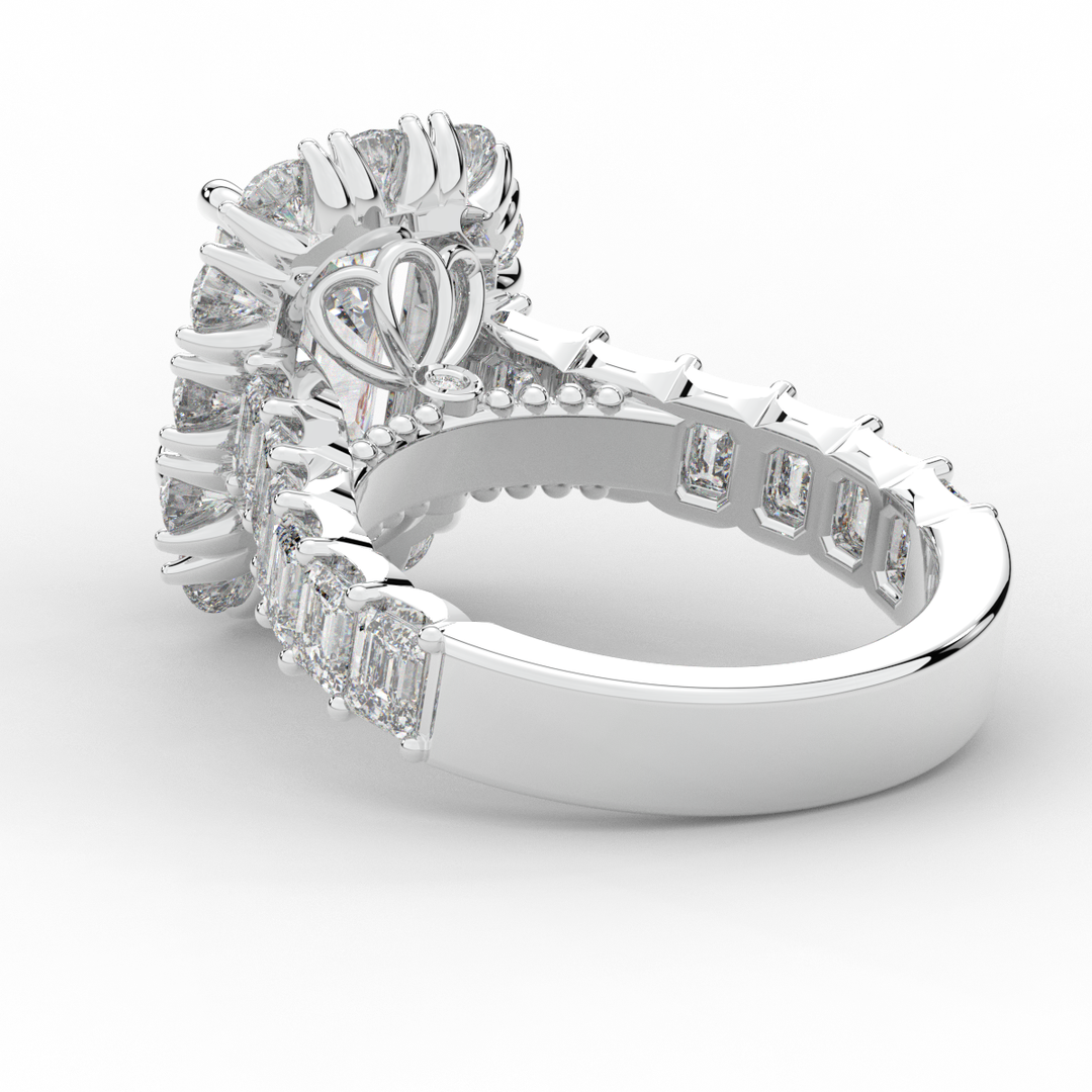 6.00CT.TW EMERALD CUT LAB DIAMOND HALO ENGAGEMENT RING - Nazarelle