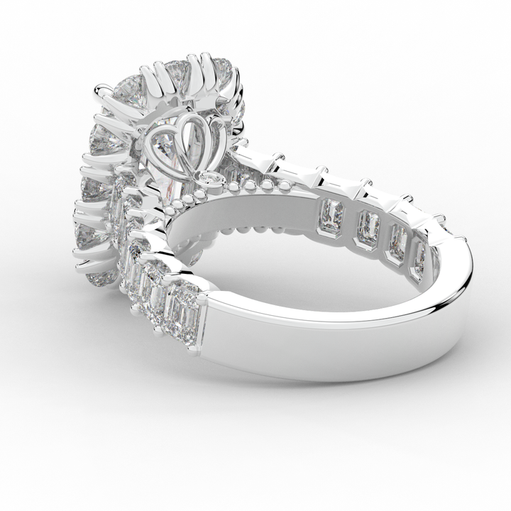 6.00CT.TW EMERALD CUT LAB DIAMOND HALO ENGAGEMENT RING - Nazarelle