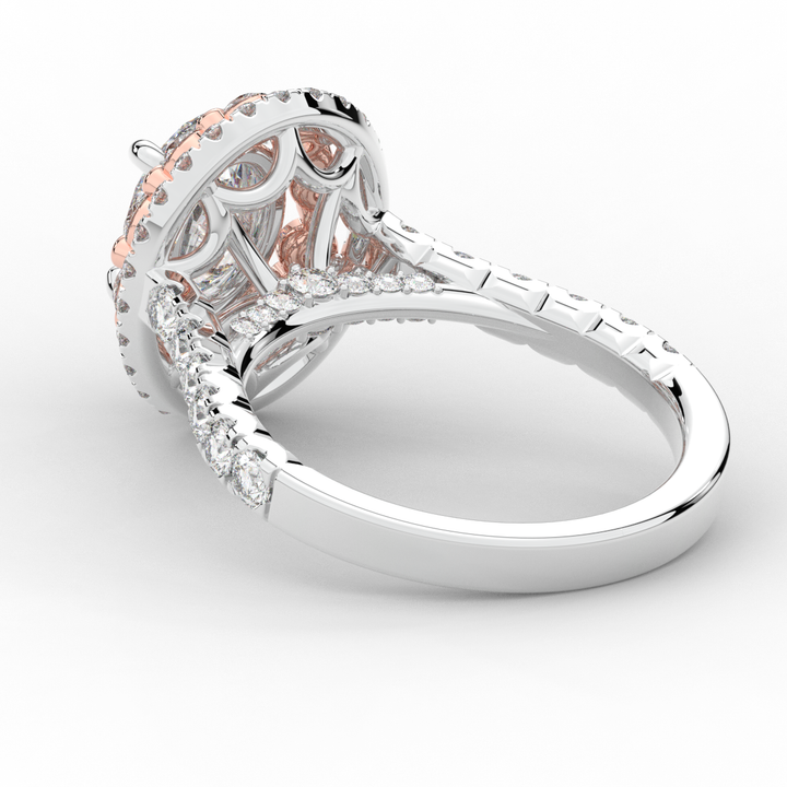 3.30CT.TW OVAL LAB DIAMOND DOUBLE HALO TWO TONE ENGAGEMENT RING - Nazarelle