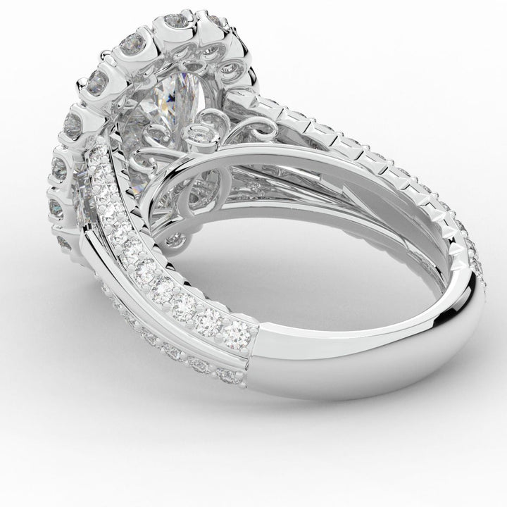 5.75CT.TW OVAL LAB DIAMOND HALO ENGAGEMENT RING - Nazarelle