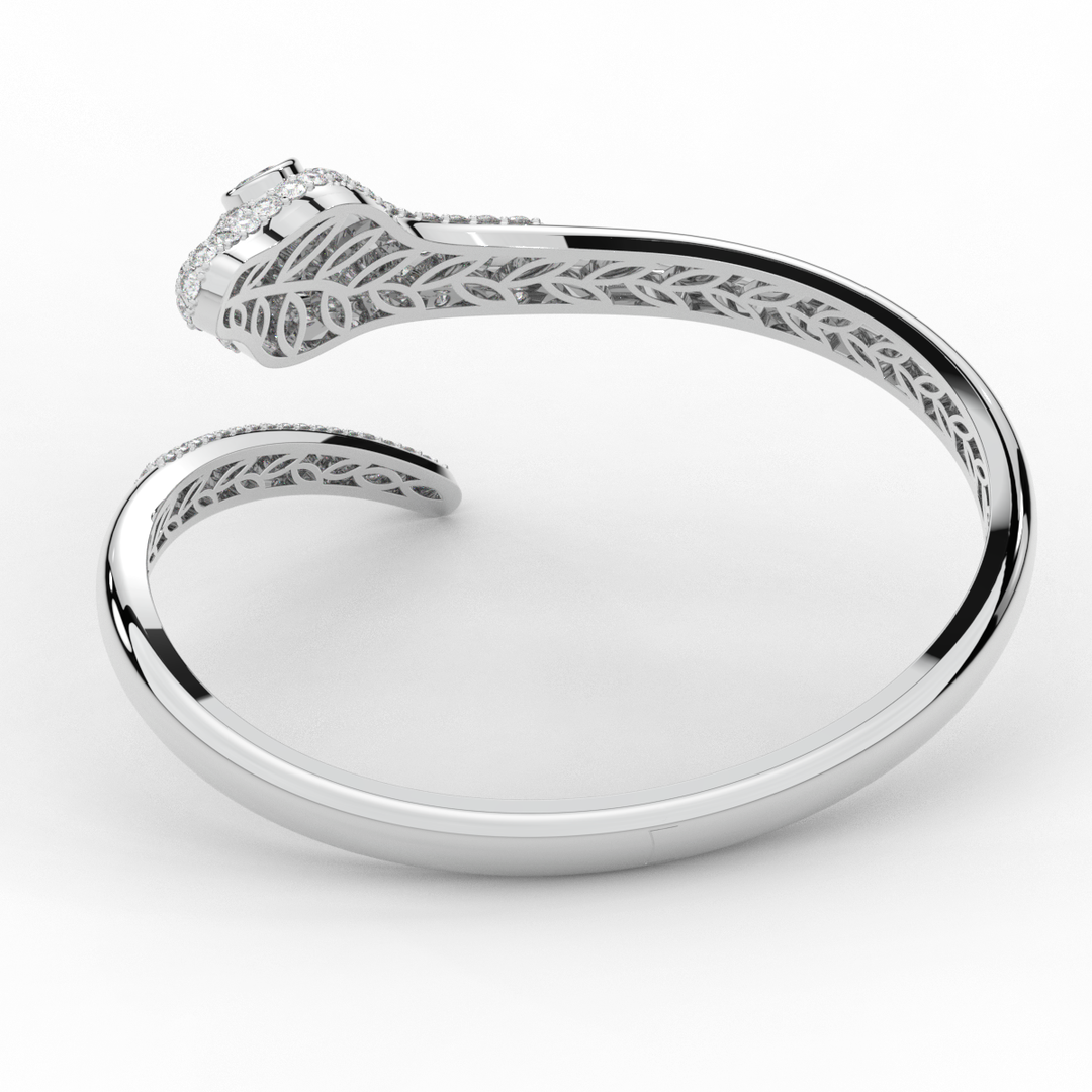 3.75CT.TW ROUND AND PEAR LAB DIAMOND SNAKE BANGLE - Nazarelle