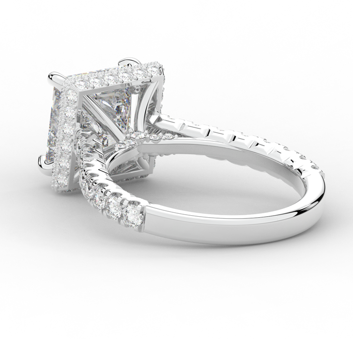 3.90CT.TW PRINCESS LAB DIAMOND HALO ENGAGEMENT RING - Nazarelle