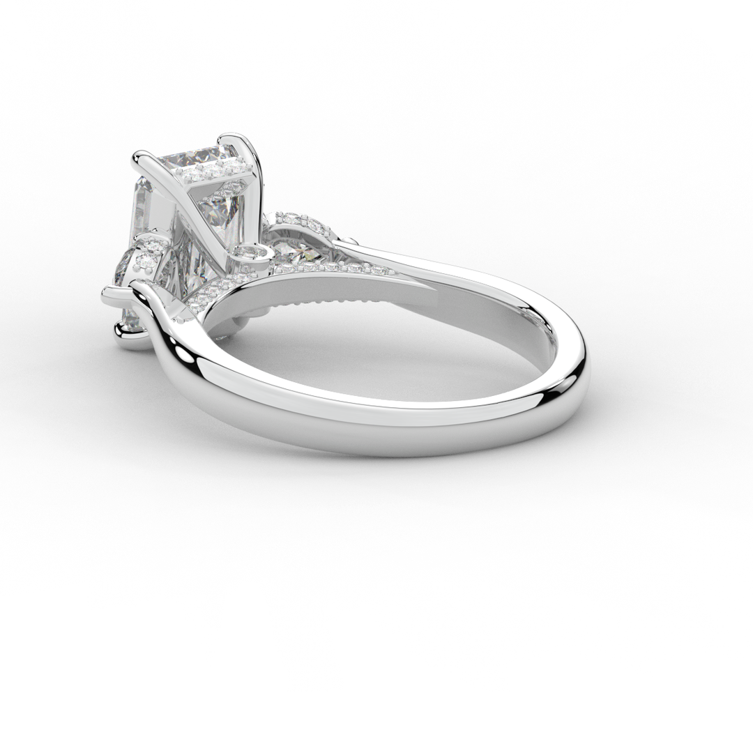2.40CT.TW EMERALD CUT LAB DIAMOND 3 STONE ENGAGEMENT RING - Nazarelle