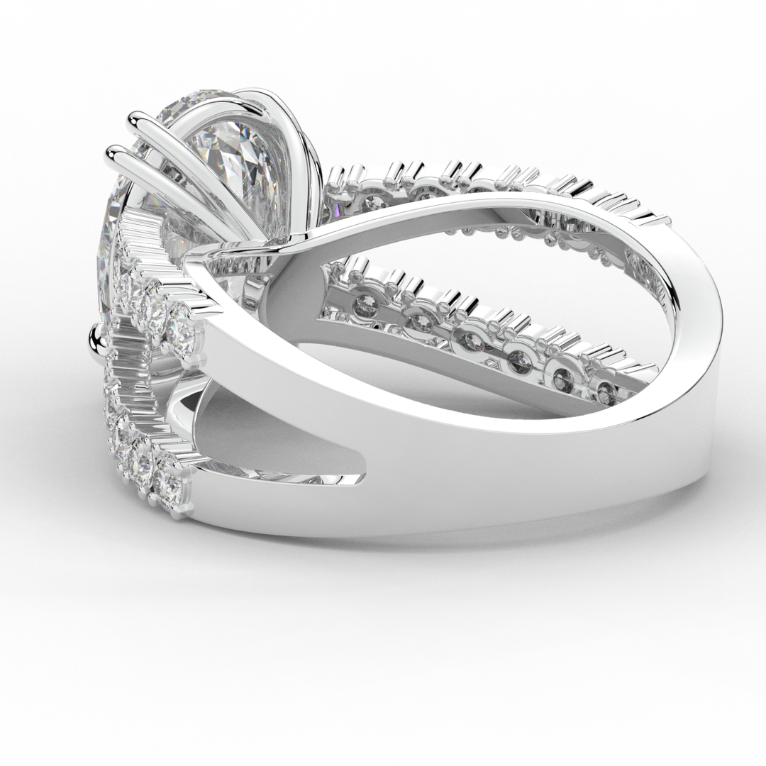 3.75CT.TW OVAL LAB DIAMOND SPLIT BAND ENGAGEMENT RING