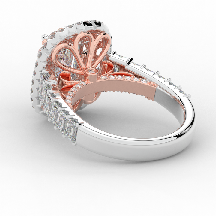 4.70CT.TW RADIANT LAB DIAMOND DOUBLE HALO TWO TONE ENGAGEMENT RING - Nazarelle