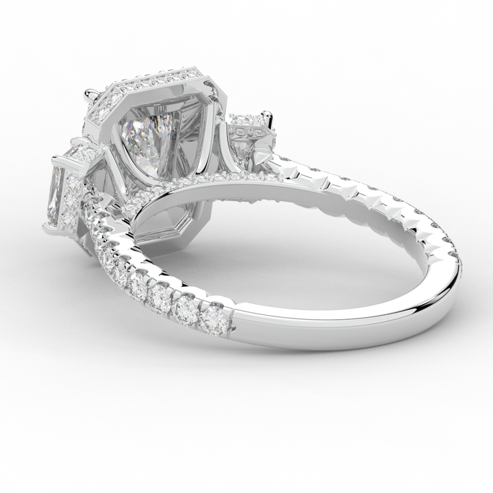 3.20CT.TW RADIANT LAB DIAMOND 3 STONE ENGAGEMENT RING - Nazarelle