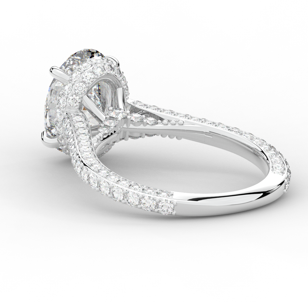 4.00CT.TW OVAL LAB DIAMOND UNDERHALO SOLITAIRE ENGAGEMENT RING - Nazarelle