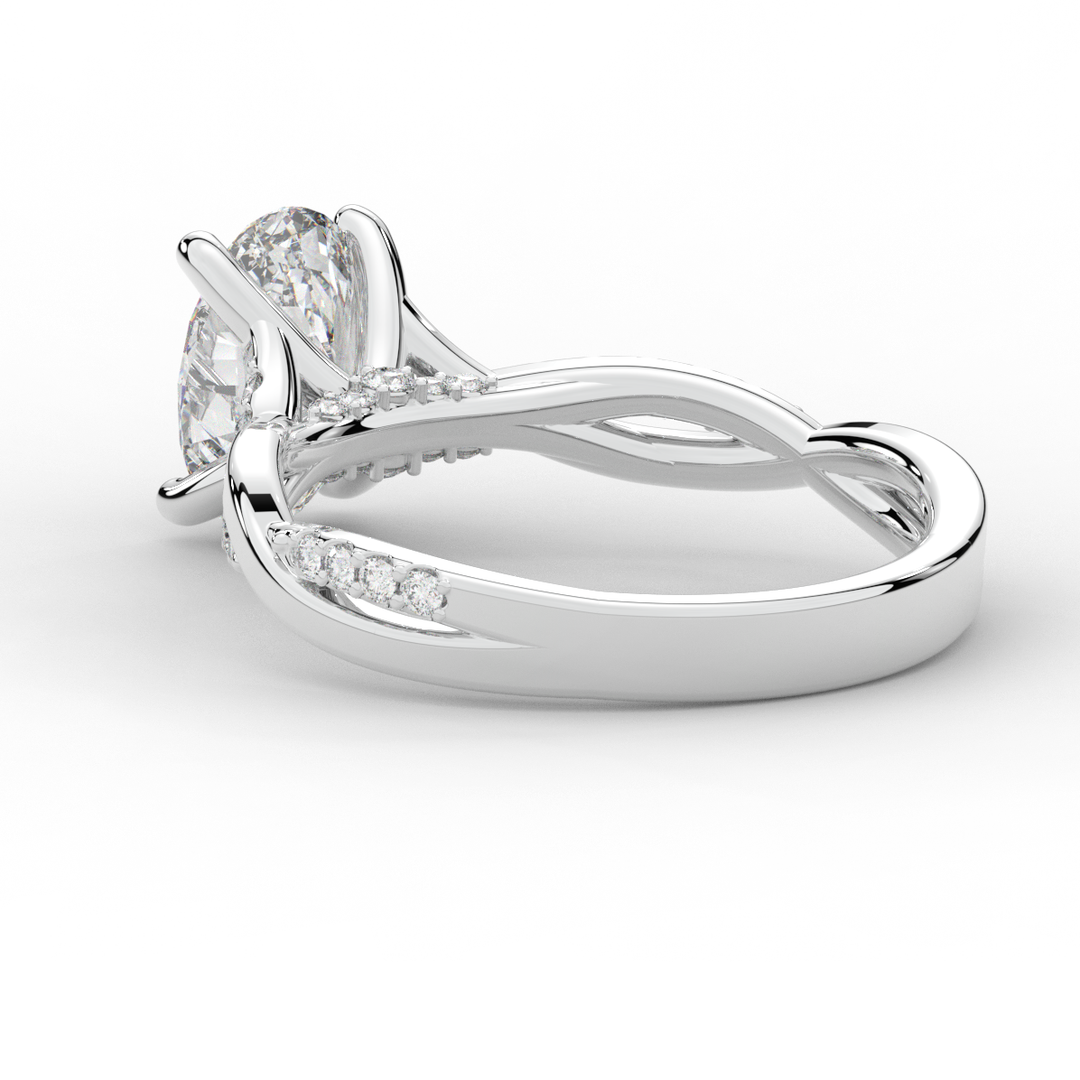 1.70CT.TW OVAL LAB DIAMOND TWIST BAND ENGAGEMENT RING - Nazarelle
