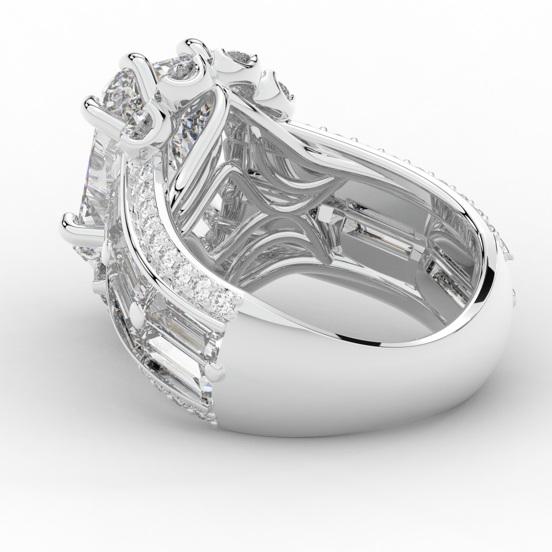8.25CT.TW RADIANT LAB DIAMOND HALO ENGAGEMENT RING - Nazarelle