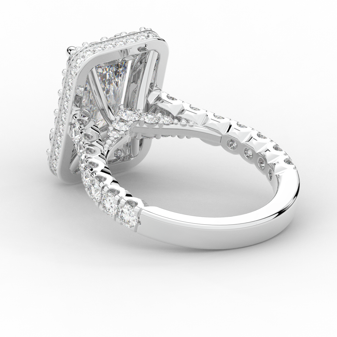 4.50CT.TW RADIANT LAB DIAMOND HALO ENGAGEMENT RING - Nazarelle