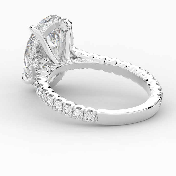 4.70CT.TW OVAL LAB DIAMOND UNDERHALO SOLITAIRE ENGAGEMENT RING - Nazarelle