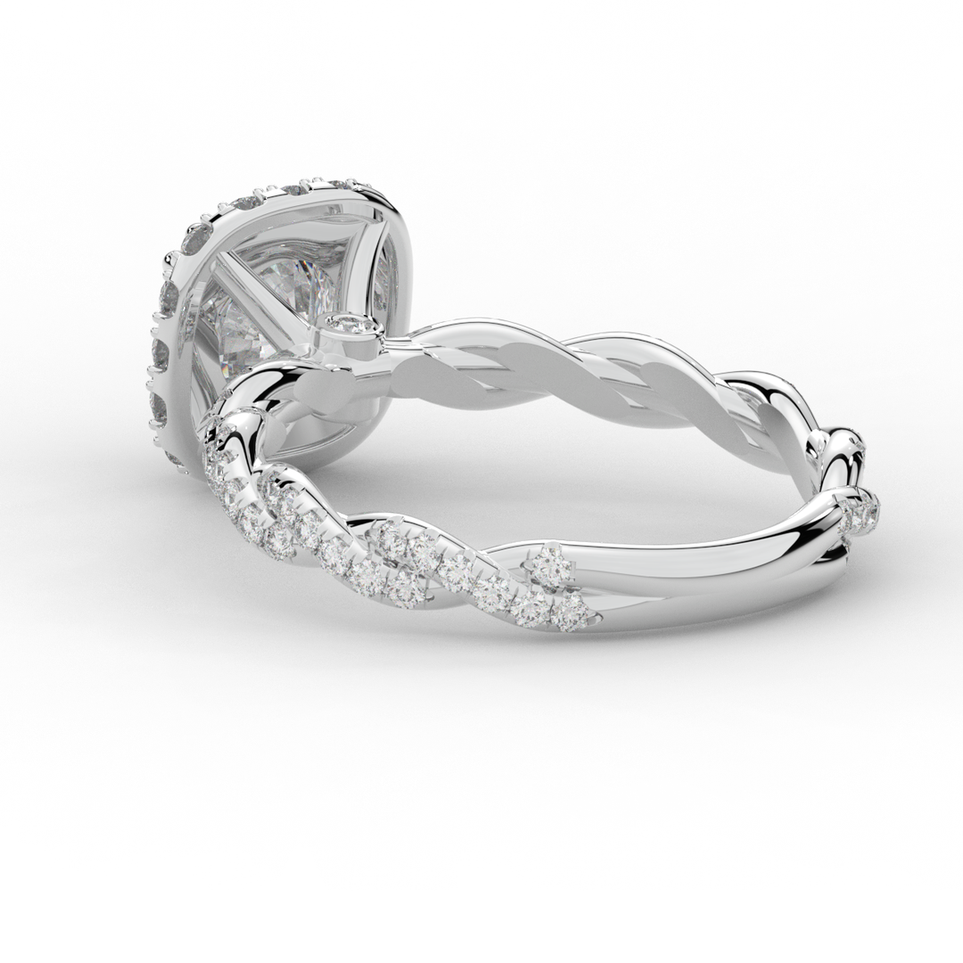 1.55CT.TW ROUND LAB DIAMOND HALO TWIST ENGAGEMENT RING - Nazarelle