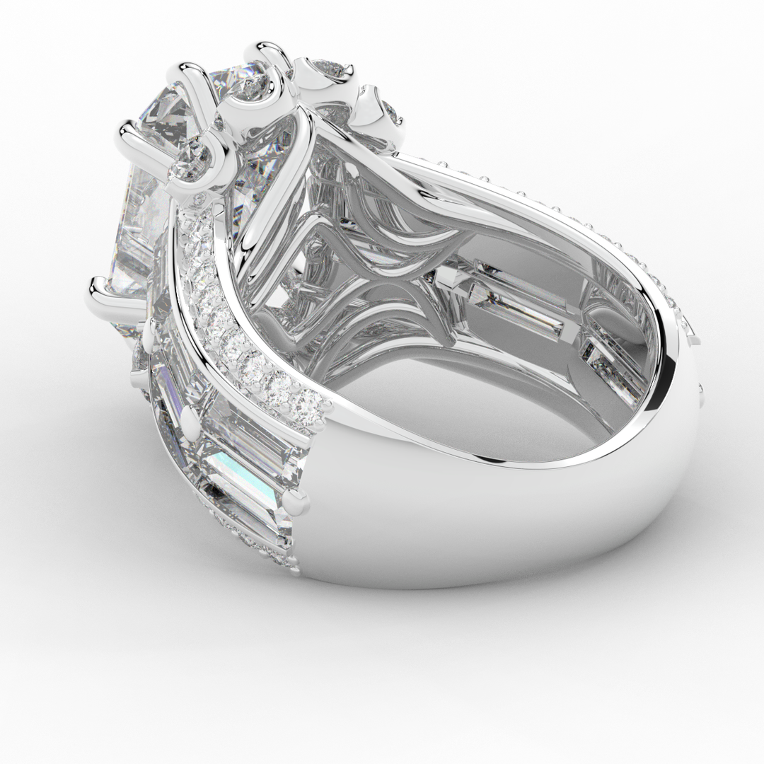 8.25CT.TW EMERALD CUT LAB DIAMOND HALO ENGAGEMENT RING - Nazarelle