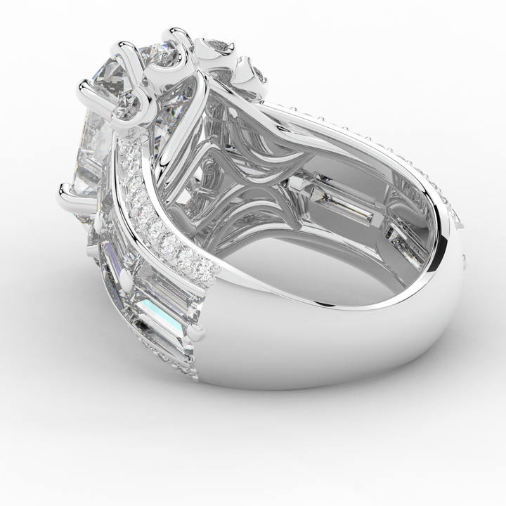 8.25CT.TW EMERALD CUT LAB DIAMOND HALO ENGAGEMENT RING - Nazarelle