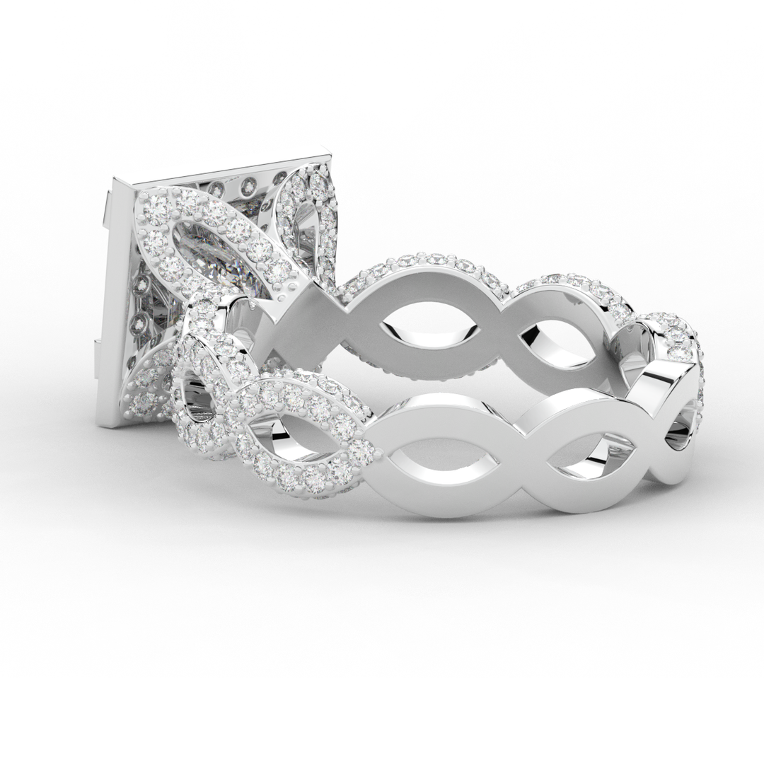 2.40CT.TW PRINCESS LAB DIAMOND HALO ENGAGEMENT RING - Nazarelle
