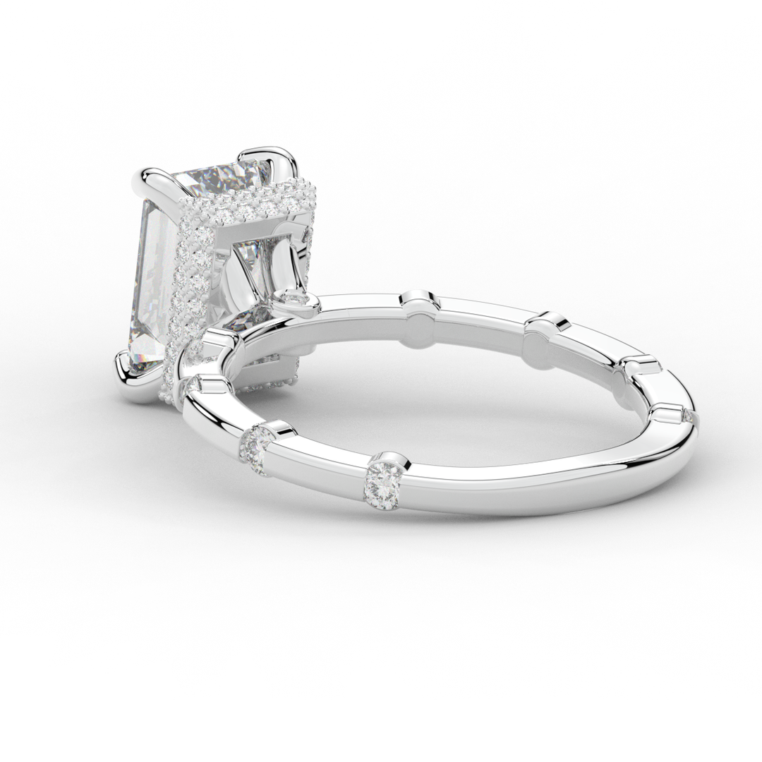 2.60CT.TW RADIANT LAB DIAMOND UNDERHALO SOLITAIRE ENGAGEMENT RING - Nazarelle