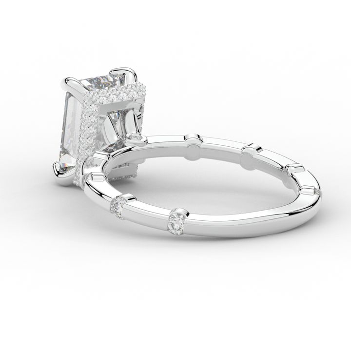 2.60CT.TW RADIANT LAB DIAMOND UNDERHALO SOLITAIRE ENGAGEMENT RING - Nazarelle