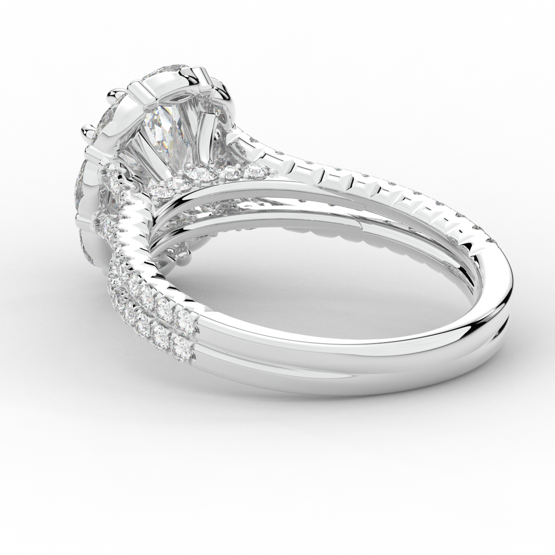 2.30CT.TW OVAL LAB DIAMOND HALO SPLIT SHANK ENGAGEMENT RING - Nazarelle